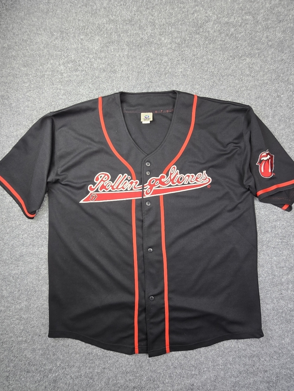 Liquid Blue Rolling Stones Embroidered Baseball Jersey Black Red 2XL